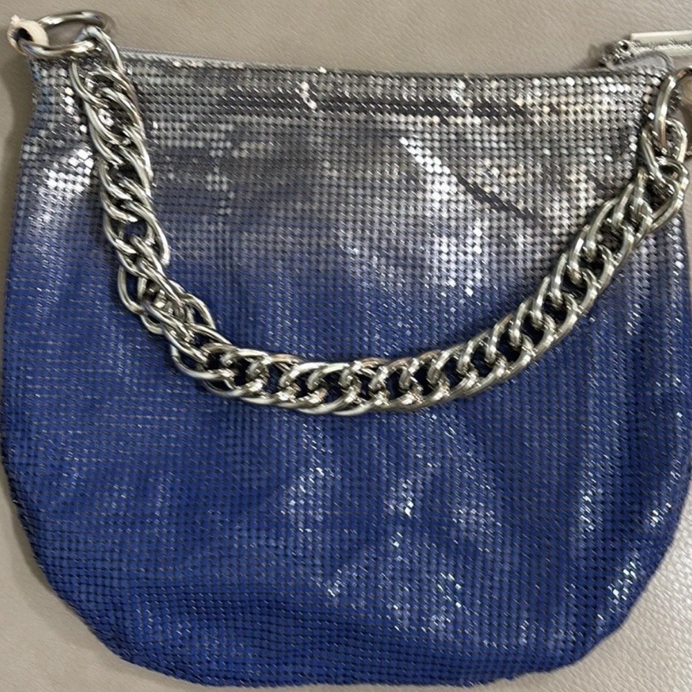 Whiting & Davis Blue to Silver Ombre Metal Mesh Purse